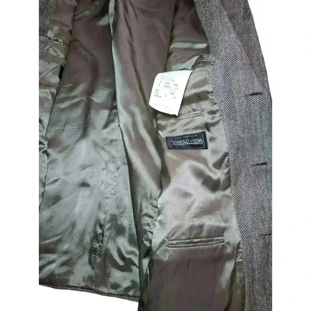 Hugo Boss Blazer Men's 40R Gray Brown Chevron Wool Sports Coat Jacket Made USA
